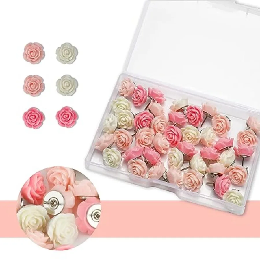 40Pcs Flower Push Pins Rose Decorative ThumbTacks for Cork Board Cute Decorative Push Pins for Bulletin Board, Photos Wall Maps
40Pcs Flower Push Pins Rose Decorative ThumbTacks for Cork Board Cute Decorative Push Pins for Bulletin Board, Photos Wall Maps