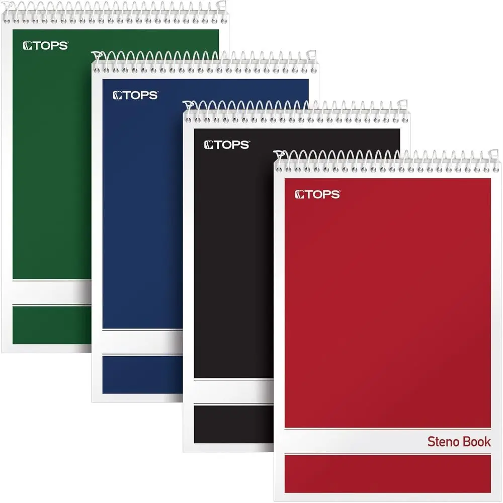 4-Pack 6 x 9 Spiral Notebooks, 80 Sheets, Gregg Ruled, White Paper, Assorted Covers for Notes, School, College, Work
4-Pack 6 x 9 Spiral Notebooks, 80 Sheets, Gregg Ruled, White Paper, Assorted Covers for Notes, School, College, Work
