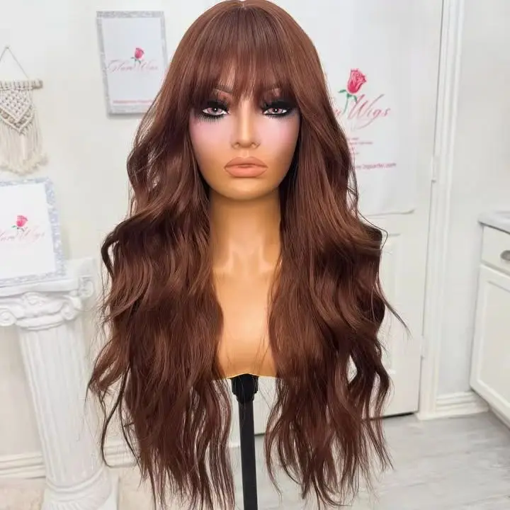 Natural Fringe Ginger Orange Brown Body Wave 13x4 Lace Front Synthetic Hair Wigs for Black Women Glueless Top Quality Bangs Wigs
Natural Fringe Ginger Orange Brown Body Wave 13x4 Lace Front Synthetic Hair Wigs for Black Women Glueless Top Quality Bangs Wigs