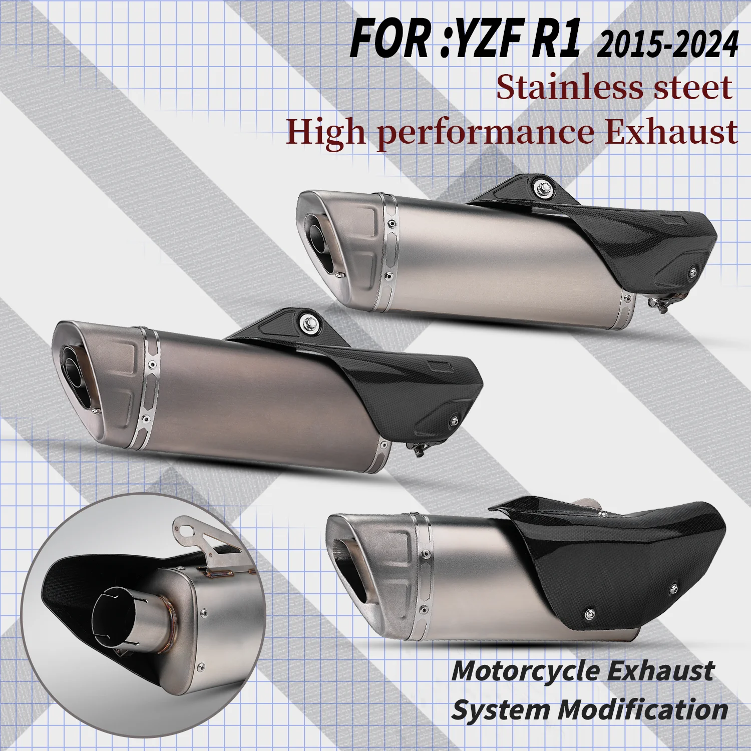 AB MOTO For YZF-R1/M1 R1M 2015-2023 Motorcycle Exhaust Escape Modified Muffler With DB Killer carbon fiber Heat Shield
AB MOTO For YZF-R1/M1 R1M 2015-2023 Motorcycle Exhaust Escape Modified Muffler With DB Killer carbon fiber Heat Shield