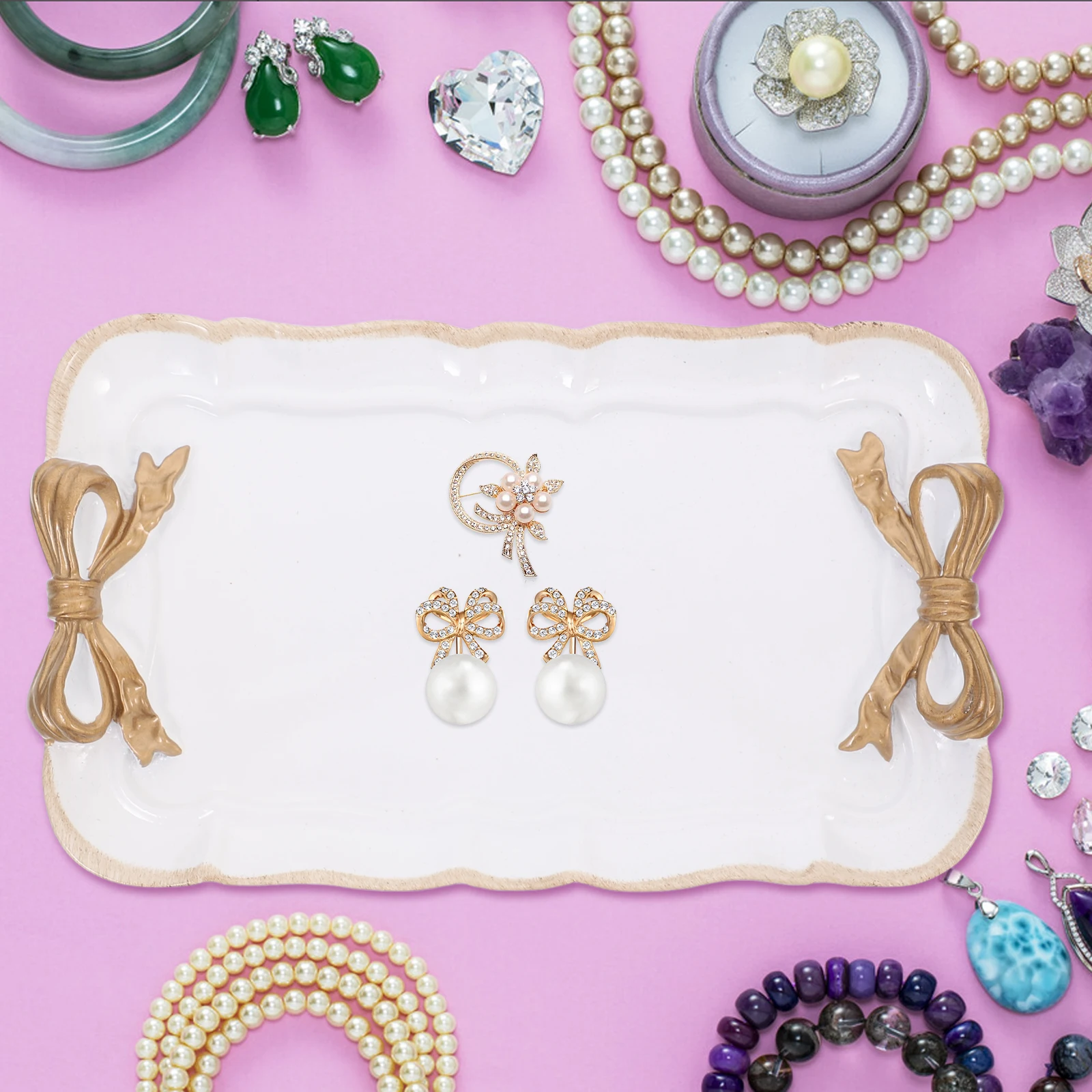 Dessert Tray Jewelry Dish Vintage Bowknot Resin Material Snack Tray Macaron Color Cake Plate Storage Trinket Small
Dessert Tray Jewelry Dish Vintage Bowknot Resin Material Snack Tray Macaron Color Cake Plate Storage Trinket Small