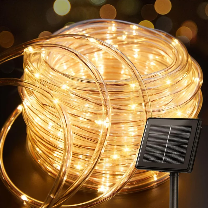 Outdoor Waterproof Solar Fairy String Lights 8 Modes Clear PVC Tube Rope Lighting for Christmas Decorations
Outdoor Waterproof Solar Fairy String Lights 8 Modes Clear PVC Tube Rope Lighting for Christmas Decorations