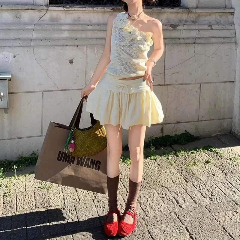 Women Summer Floral One Shoulder Knit Tank Top A Line Mini Skirt Set Hollow Out Casual Two Piece Outfit
Women Summer Floral One Shoulder Knit Tank Top A Line Mini Skirt Set Hollow Out Casual Two Piece Outfit
