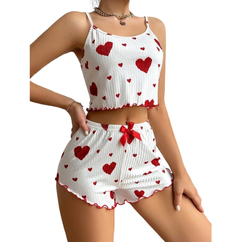 Plus Size Vest Lounge Set For Women Sexy Heart Print V-Neck Spaghetti Strap Top And Shorts For Summer Sleepwear And Loungewear
Plus Size Vest Lounge Set For Women Sexy Heart Print V-Neck Spaghetti Strap Top And Shorts For Summer Sleepwear And Loungewear