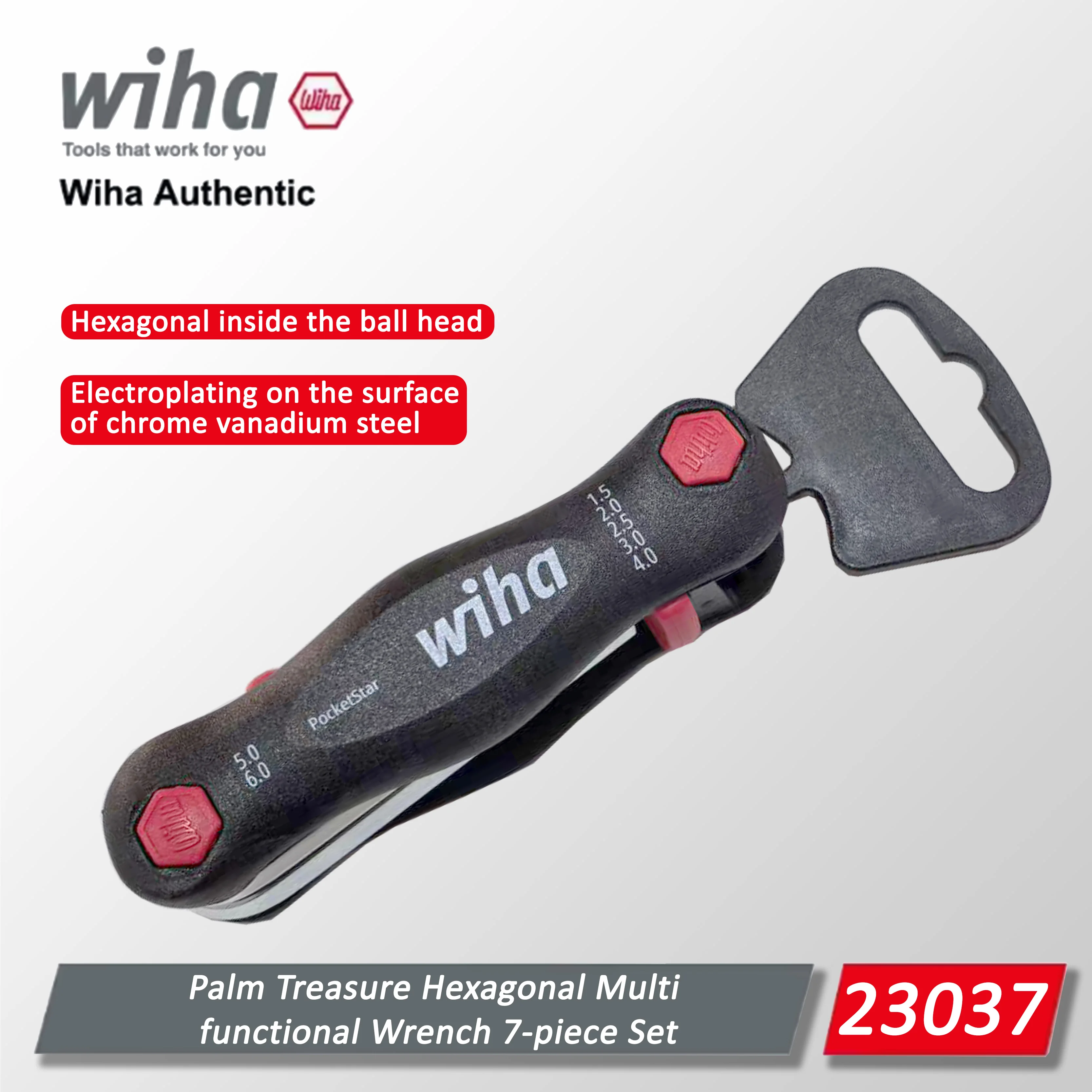 Wiha Palm Treasure Hexagonal Multi functional Wrench, Portable Hand Tool Wrench, Repair Tool Accessories 23037/25295
Wiha Palm Treasure Hexagonal Multi functional Wrench, Portable Hand Tool Wrench, Repair Tool Accessories 23037/25295