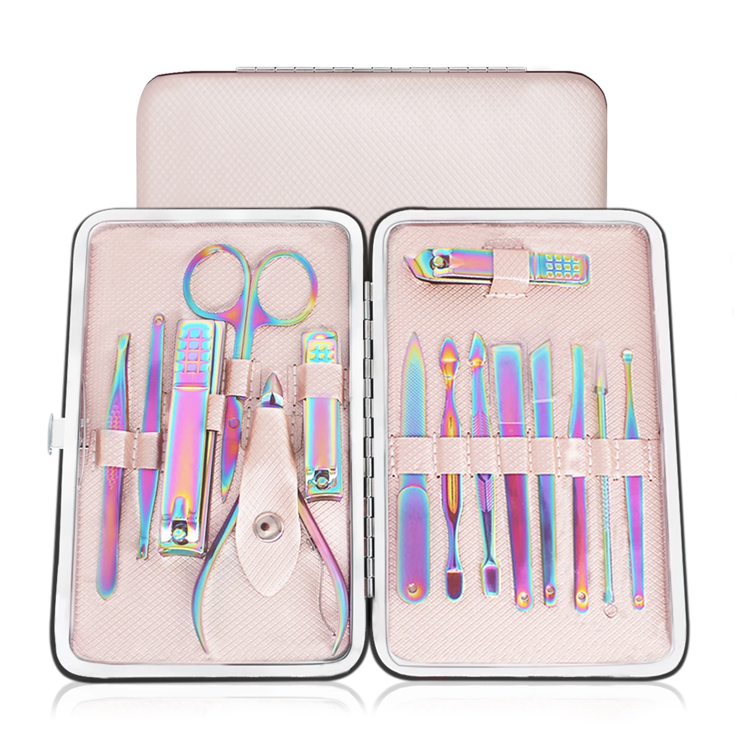 15pc nail care set, including nail clippers, nail file, ear spoon, tweezers, nose hair clippers, eyebrow razor, with storage box
15pc nail care set, including nail clippers, nail file, ear spoon, tweezers, nose hair clippers, eyebrow razor, with storage box