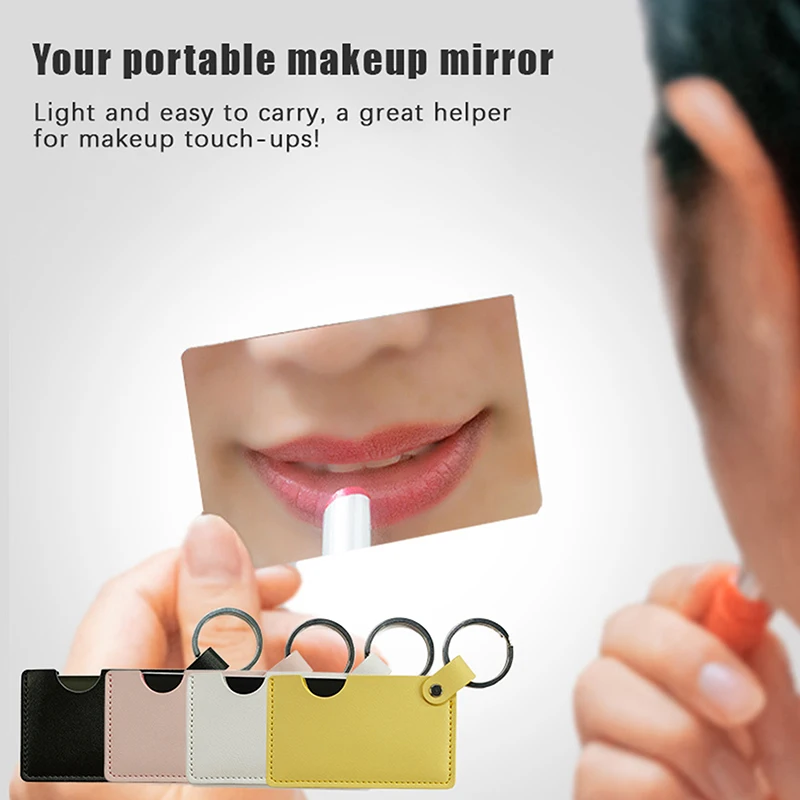 Stainless Steel Shatter-Proof Ultra-thin Cosmetic Mirror With Keyring Portable PU Leather Sleeve Pocket Card Mirror Makeup
Stainless Steel Shatter-Proof Ultra-thin Cosmetic Mirror With Keyring Portable PU Leather Sleeve Pocket Card Mirror Makeup