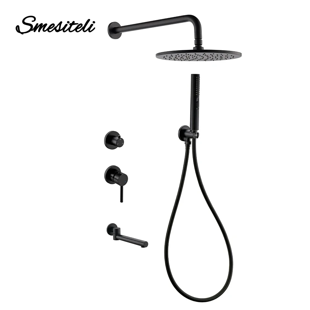 Matt Black Bathtub Faucet Hot Cold Shower System Sets With Brass Arm Diverter Kit Mixer Tap Hand Held Head Wall Valve Spout
Matt Black Bathtub Faucet Hot Cold Shower System Sets With Brass Arm Diverter Kit Mixer Tap Hand Held Head Wall Valve Spout