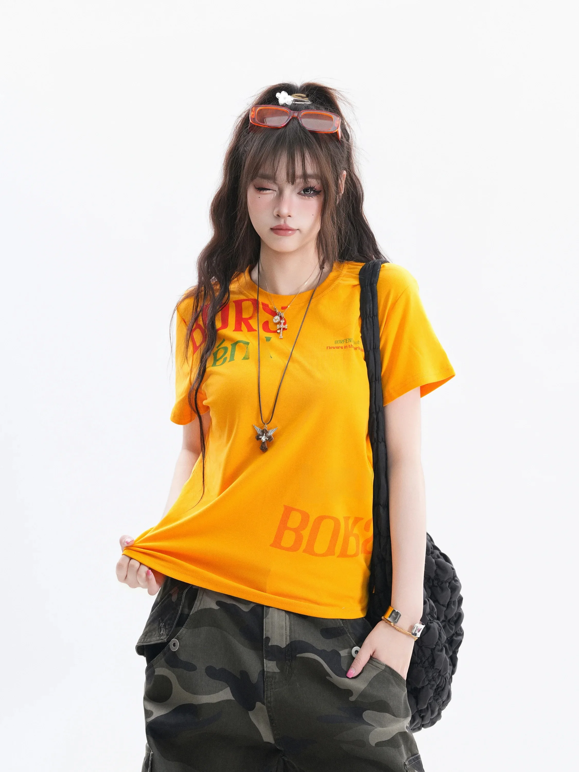 Retro American Color Block Letter T-Shirt Women's Summer Slimming Design Short Sleeve Couple's Top Casual Style Cotton Blend
Retro American Color Block Letter T-Shirt Women's Summer Slimming Design Short Sleeve Couple's Top Casual Style Cotton Blend