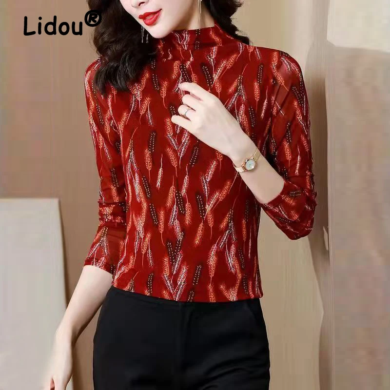 Women Clothing Autumn Winter Korean Fashion Print Half High Collar Plush Warm T Shirt Female Long Sleeve Slim Elegant Basic Tops
Women Clothing Autumn Winter Korean Fashion Print Half High Collar Plush Warm T Shirt Female Long Sleeve Slim Elegant Basic Tops