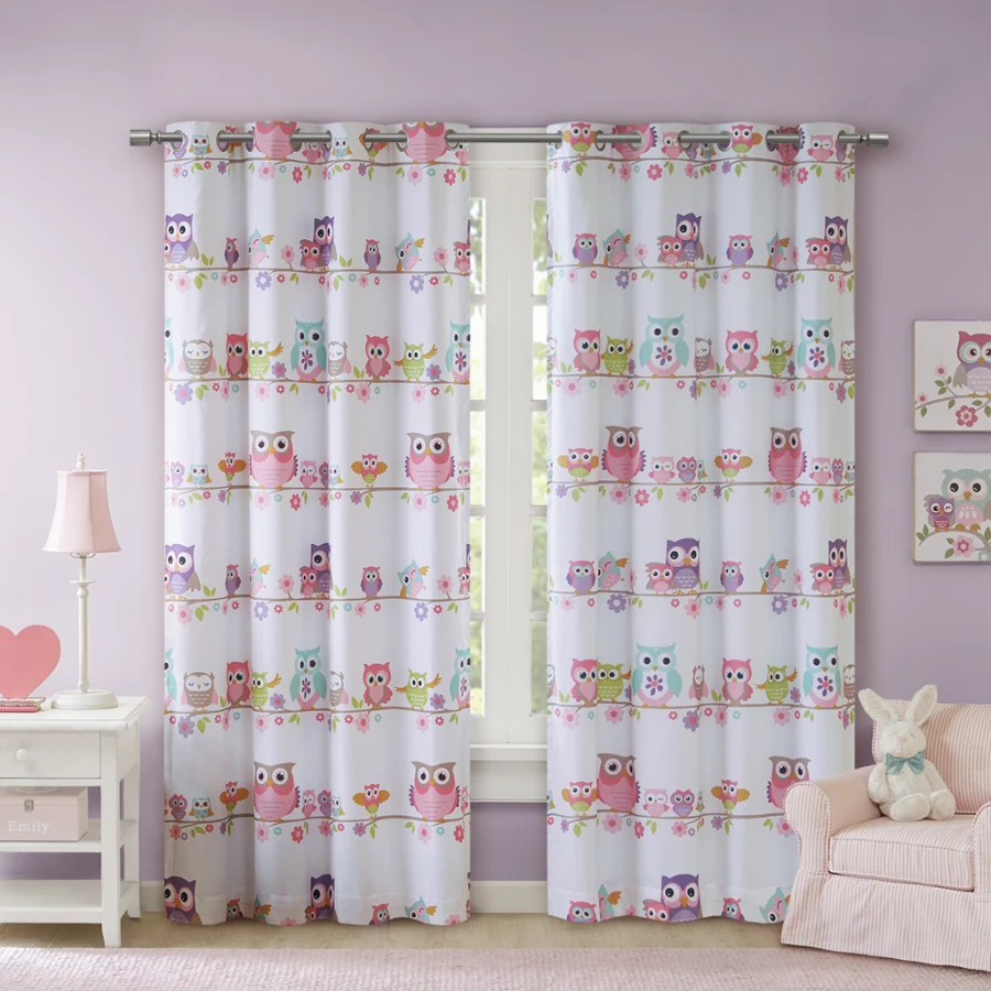Bedroom blackout curtain panel with owl print, polyester fabric, black color, light-blocking and privacy-enhancing design
Bedroom blackout curtain panel with owl print, polyester fabric, black color, light-blocking and privacy-enhancing design