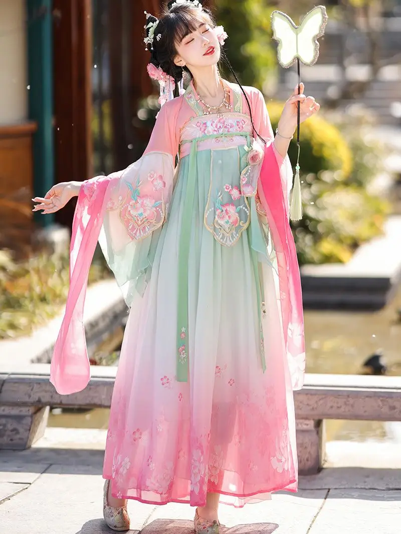 Hanfu dress Female ancient Chinese Tang Dynasty cosplay traditional embroidery fresh and elegant fairy dance Hanfu dress set
Hanfu dress Female ancient Chinese Tang Dynasty cosplay traditional embroidery fresh and elegant fairy dance Hanfu dress set
