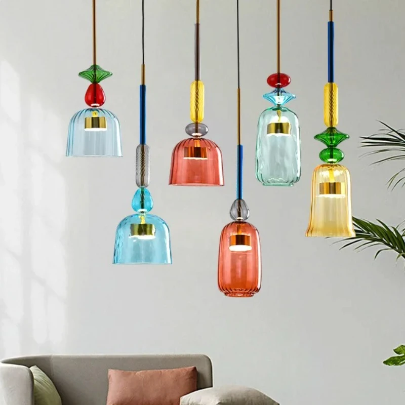 LED Glass Pendant Lamp Modern Color Candy Bedroom Children's Room Single Head Glass Hanging Lamps Home Decor Fixtures
LED Glass Pendant Lamp Modern Color Candy Bedroom Children's Room Single Head Glass Hanging Lamps Home Decor Fixtures