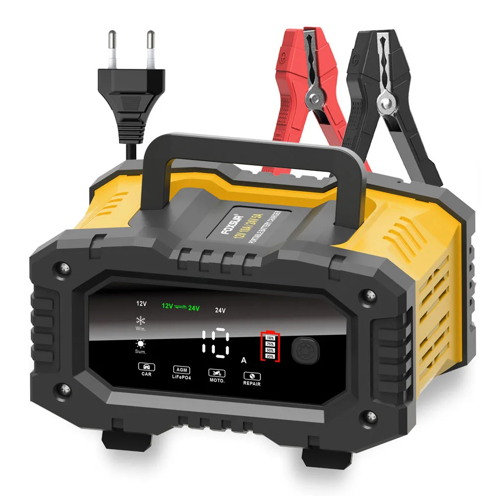 Car Motorcycle Battery Charger 7-stage Smart Battey Charger Handheld 12V-24V For AGM GEL SLA Lead-Acid LiFePO4
Car Motorcycle Battery Charger 7-stage Smart Battey Charger Handheld 12V-24V For AGM GEL SLA Lead-Acid LiFePO4