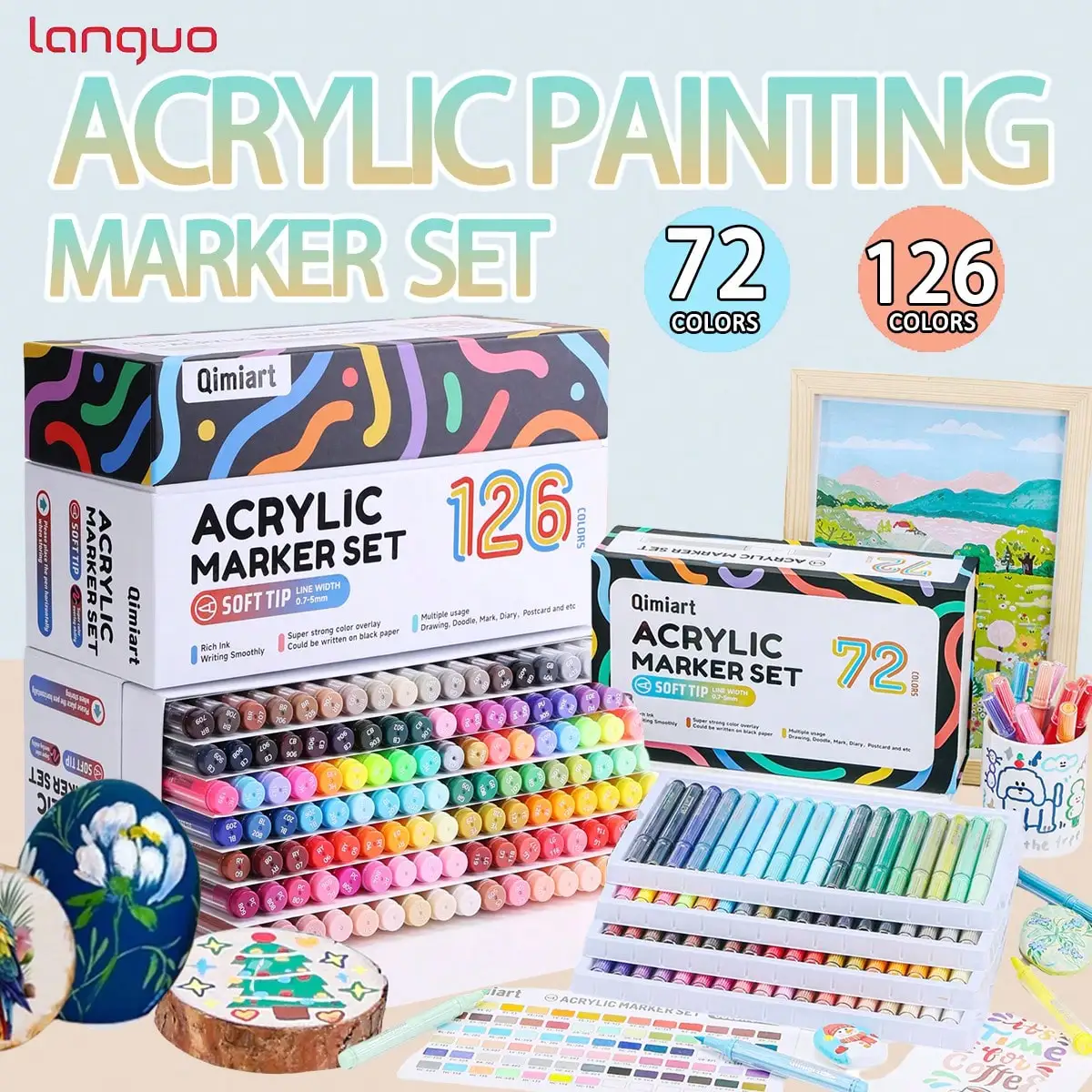 Languo Lightning Acrylic Marker Sets,72/126 Colors With Soft Brush Tip,Washable Quick-Drying Waterproof Ink
Languo Lightning Acrylic Marker Sets,72/126 Colors With Soft Brush Tip,Washable Quick-Drying Waterproof Ink