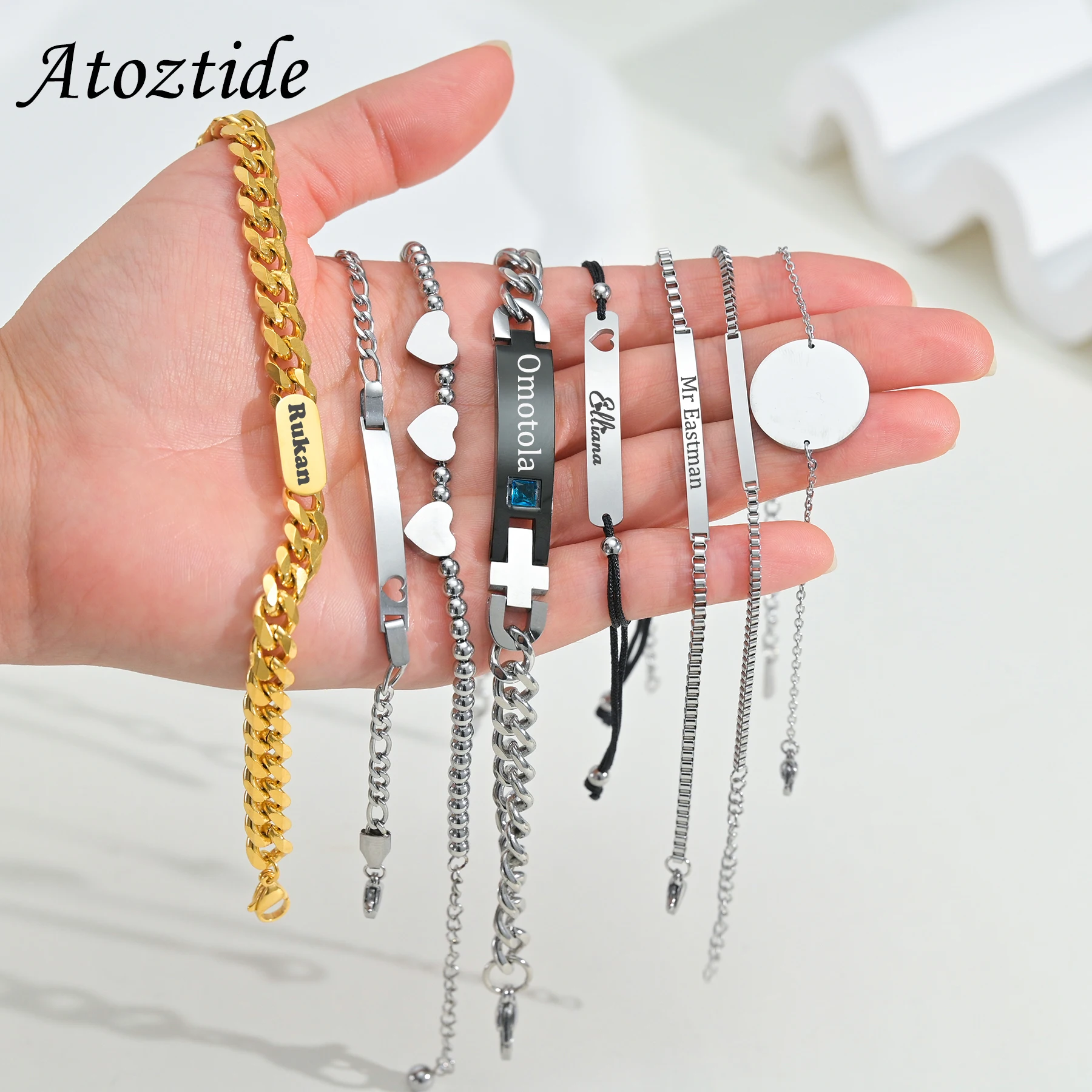 Atoztide Personalized Engrave Name Date Bracelet Set Stainless Steel For \Women Men Adjustable Link Cuban Chain Jewelry Gift
Atoztide Personalized Engrave Name Date Bracelet Set Stainless Steel For \Women Men Adjustable Link Cuban Chain Jewelry Gift