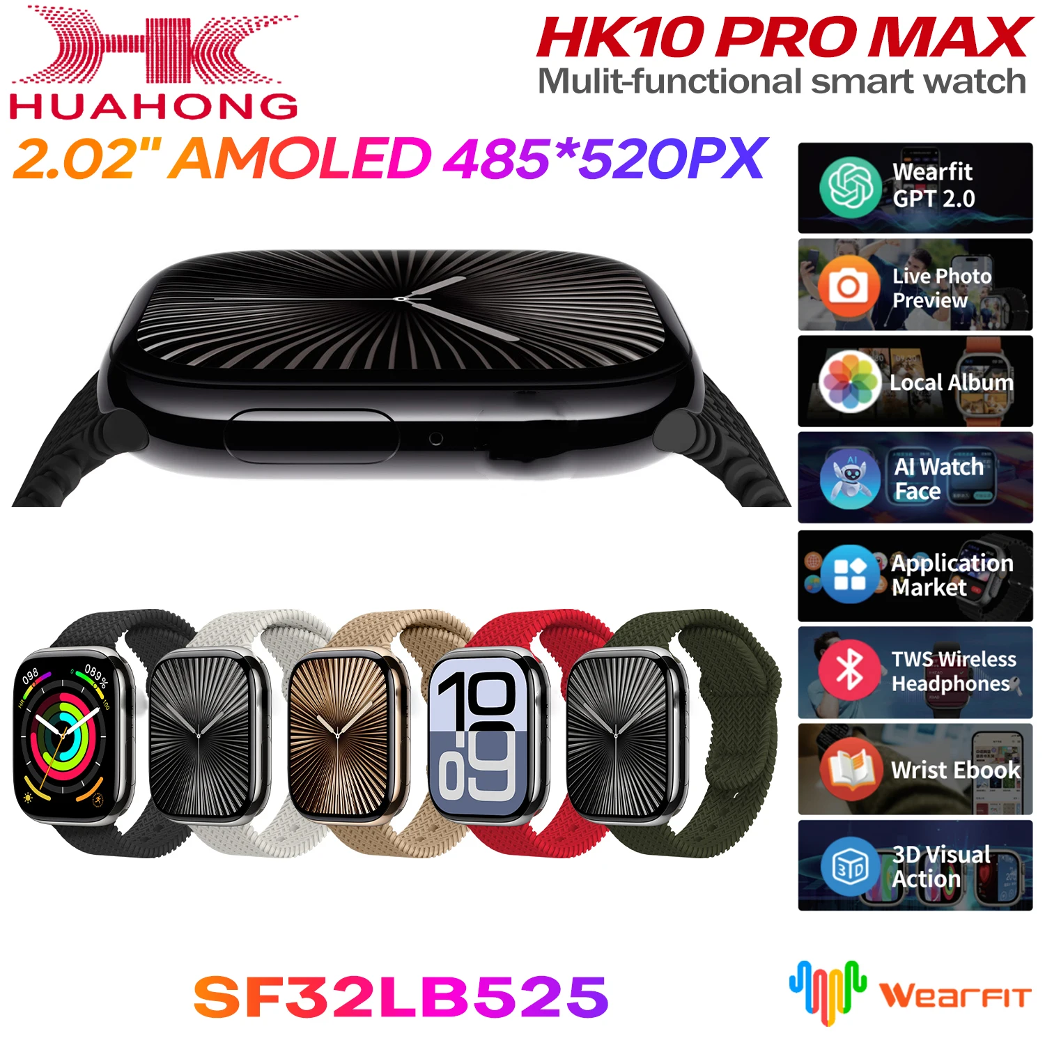 For Apple Smart Watch HK10ProMax Series 10 Man BT call Ai Watch Face Woman Gravity Sensing 2.02 "AMOLED Heart rate Chat GPT NFC
For Apple Smart Watch HK10ProMax Series 10 Man BT call Ai Watch Face Woman Gravity Sensing 2.02 "AMOLED Heart rate Chat GPT NFC
