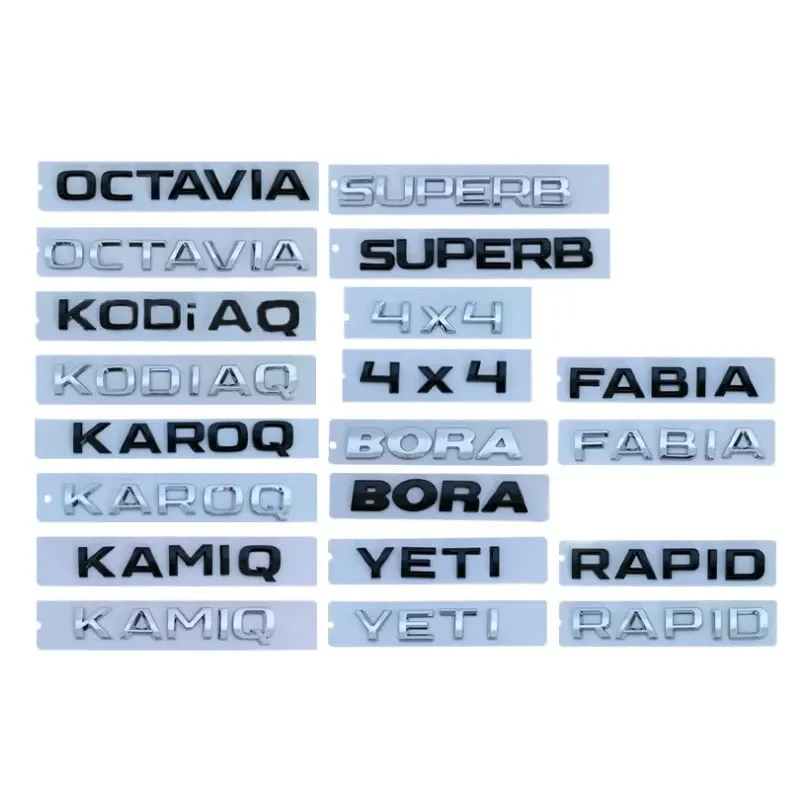 4X4 FABIA KAMIQ KAROQ KODIAQ OCTAVIA RAPID SUPERB YETI skoda letter logo car stickers for Skoda series refit trunk accessories
4X4 FABIA KAMIQ KAROQ KODIAQ OCTAVIA RAPID SUPERB YETI skoda letter logo car stickers for Skoda series refit trunk accessories
