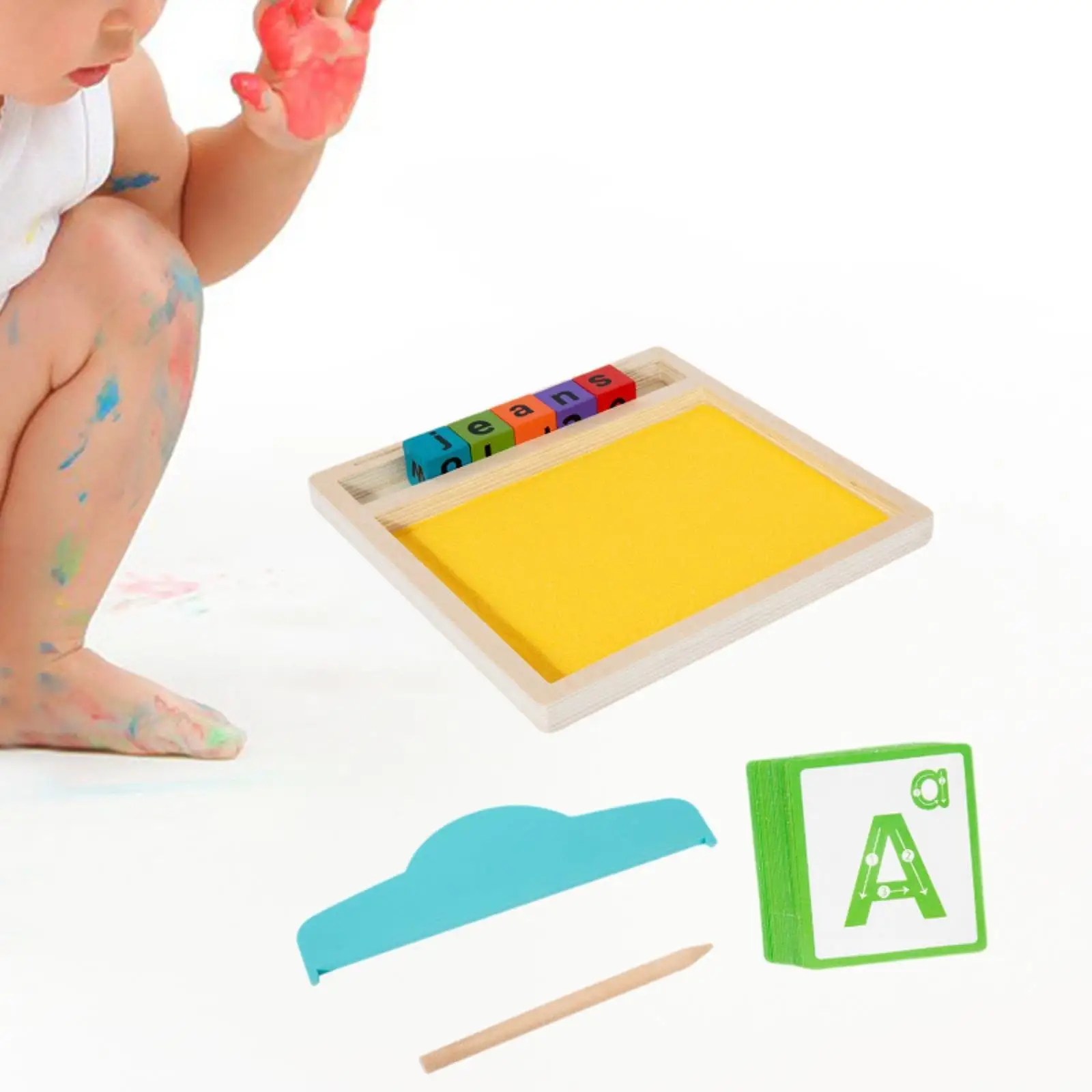 Wooden Sand Tray for Writing Letters and Number, Develop Fine Motor Skills, with Cards Blocks Pen for Preschool Kids
Wooden Sand Tray for Writing Letters and Number, Develop Fine Motor Skills, with Cards Blocks Pen for Preschool Kids