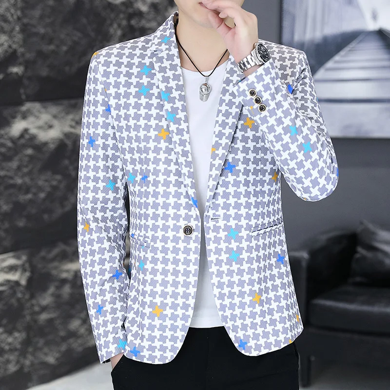 Spring Autumn New Male Sense Design Leisure Outwea Fashion High-end Blazers Men's Korean-Style Slim-Fit Print Suit Jacket
Spring Autumn New Male Sense Design Leisure Outwea Fashion High-end Blazers Men's Korean-Style Slim-Fit Print Suit Jacket