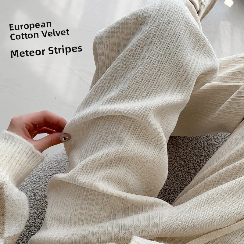 High Waist Knitted Wide Leg Pants Women's Casual Straight Cut Trousers European Cotton Velvet Pocket Detail Spring Autumn
High Waist Knitted Wide Leg Pants Women's Casual Straight Cut Trousers European Cotton Velvet Pocket Detail Spring Autumn