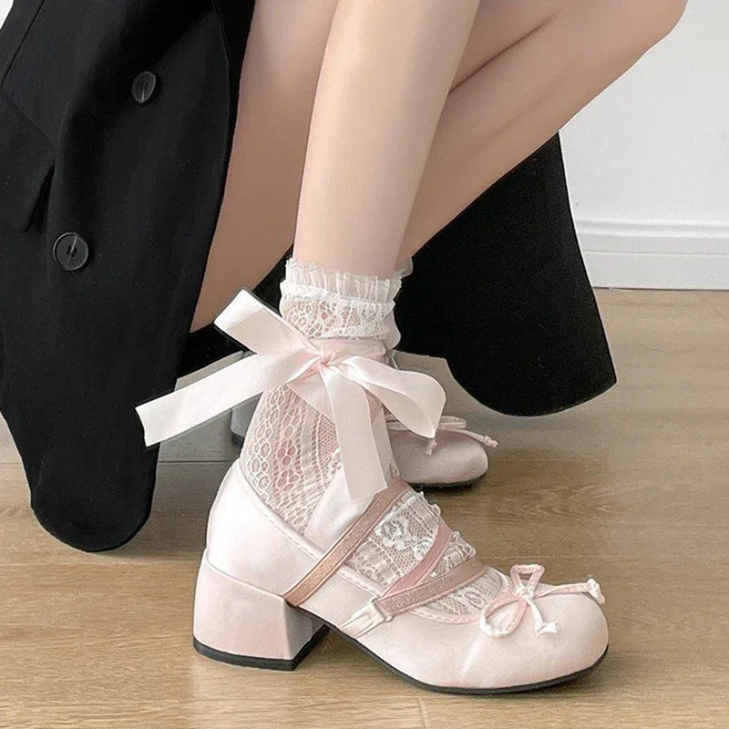 Lolita Women's Shoes Cross Strap Pink Round Toe Shoes Ladies Sweet Butterfly Knot Med Heels Mary Janes Shoes Women Fashion Shoe
Lolita Women's Shoes Cross Strap Pink Round Toe Shoes Ladies Sweet Butterfly Knot Med Heels Mary Janes Shoes Women Fashion Shoe