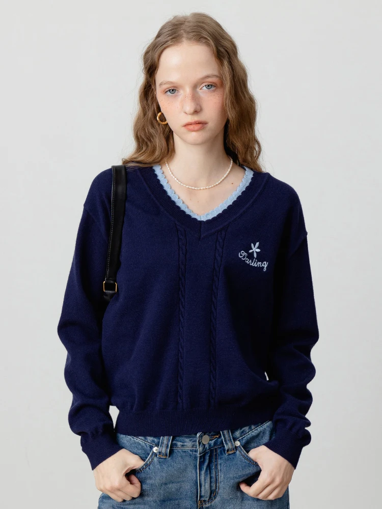 EGGKA кружевной вязаный свитер с v-образным вырезом, женский топ, осенний новый корейский универсальный верхний свитер, модный Ele
EGGKA кружевной вязаный свитер с v-образным вырезом, женский топ, осенний новый корейский универсальный верхний свитер, модный Ele