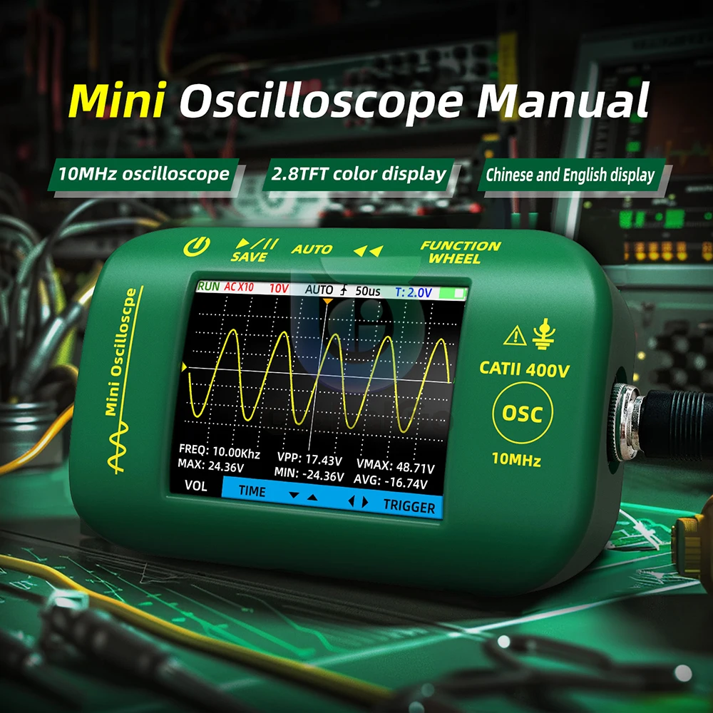 BSIDE OT2 Digital Portable Oscilloscope 10MHz 48MSa/s 2IN1 Signal Generator Sampling Rate Electronics Repair Tool Graphic Tester
BSIDE OT2 Digital Portable Oscilloscope 10MHz 48MSa/s 2IN1 Signal Generator Sampling Rate Electronics Repair Tool Graphic Tester