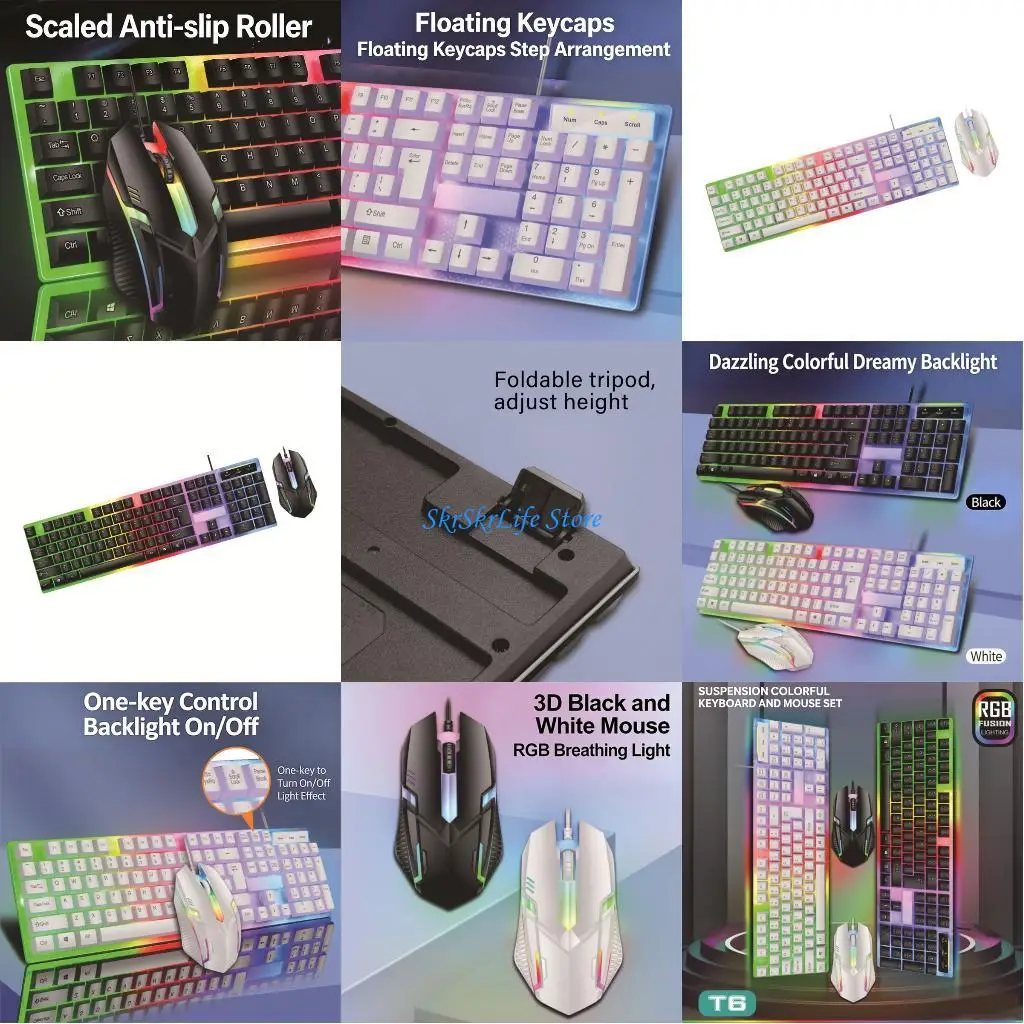 E65E 104Key RGBs Backlit Suspended Keycaps Mechanical Feel USB Cord Keyboards and Mouse Set Waterproof For Gaming Office
E65E 104Key RGBs Backlit Suspended Keycaps Mechanical Feel USB Cord Keyboards and Mouse Set Waterproof For Gaming Office