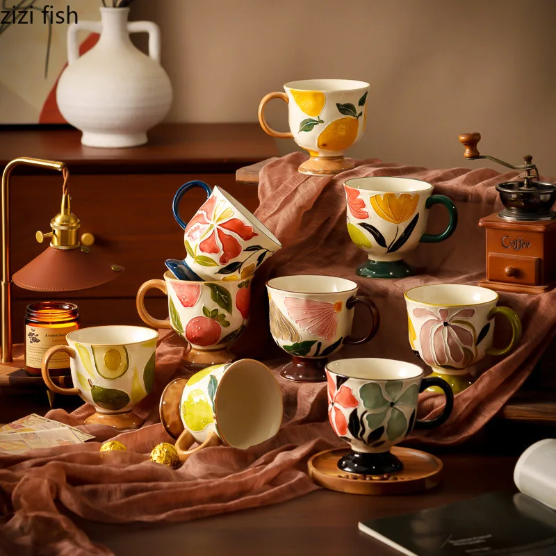 Vintage Fruit Floral Pattern Ceramic Mug Breakfast Oat Cup Coffee Milk Cup Large Capacity Tea Cup Water Cups Beverage Utensils
Vintage Fruit Floral Pattern Ceramic Mug Breakfast Oat Cup Coffee Milk Cup Large Capacity Tea Cup Water Cups Beverage Utensils