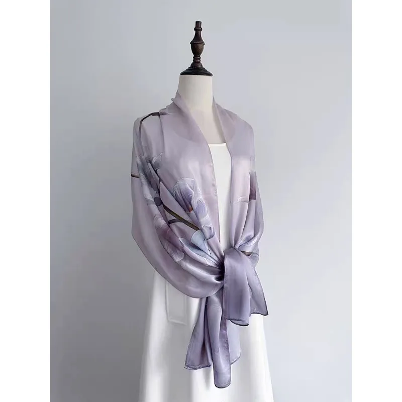 100% Mulberry Silk Long Scarf for Women Oblong Shawls for Headscarf Neck- Oblong Hair Wraps Gift Packed Purple Floral Print
100% Mulberry Silk Long Scarf for Women Oblong Shawls for Headscarf Neck- Oblong Hair Wraps Gift Packed Purple Floral Print