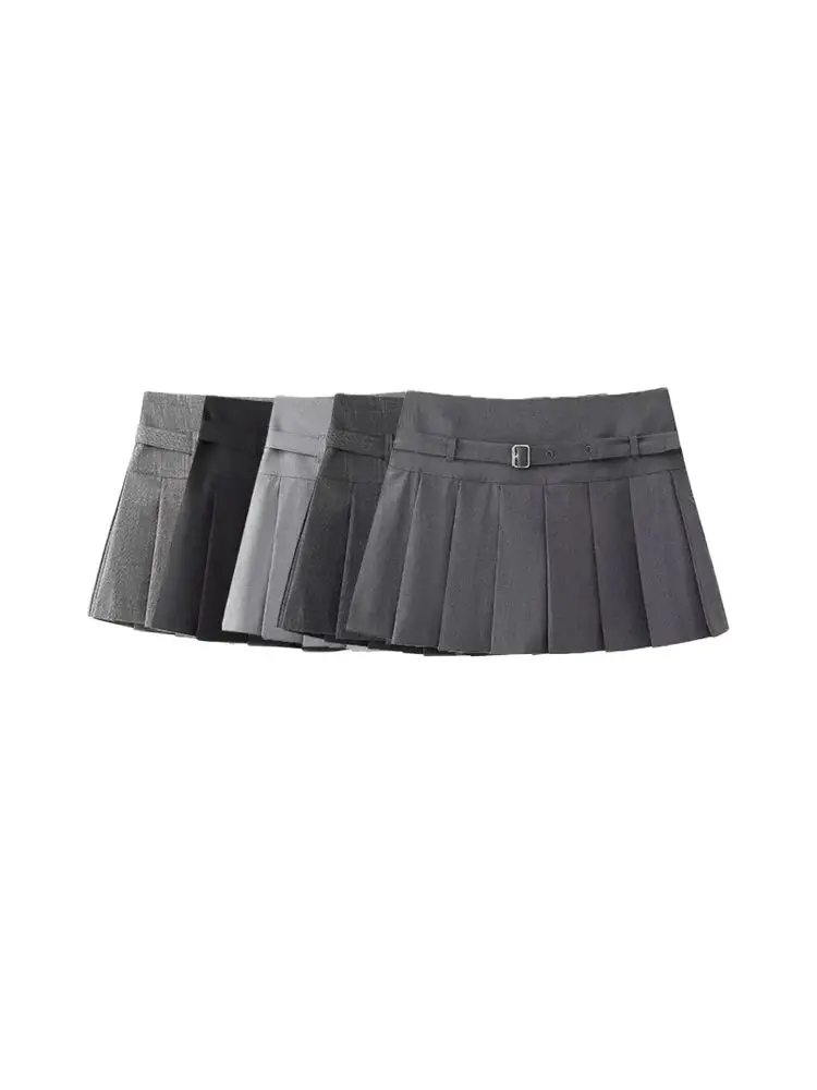 TRZA-Pleated Shorts Skirts for Women, With Belt,Side Zipper, Mid Waist, Female Skort,Fashion
TRZA-Pleated Shorts Skirts for Women, With Belt,Side Zipper, Mid Waist, Female Skort,Fashion