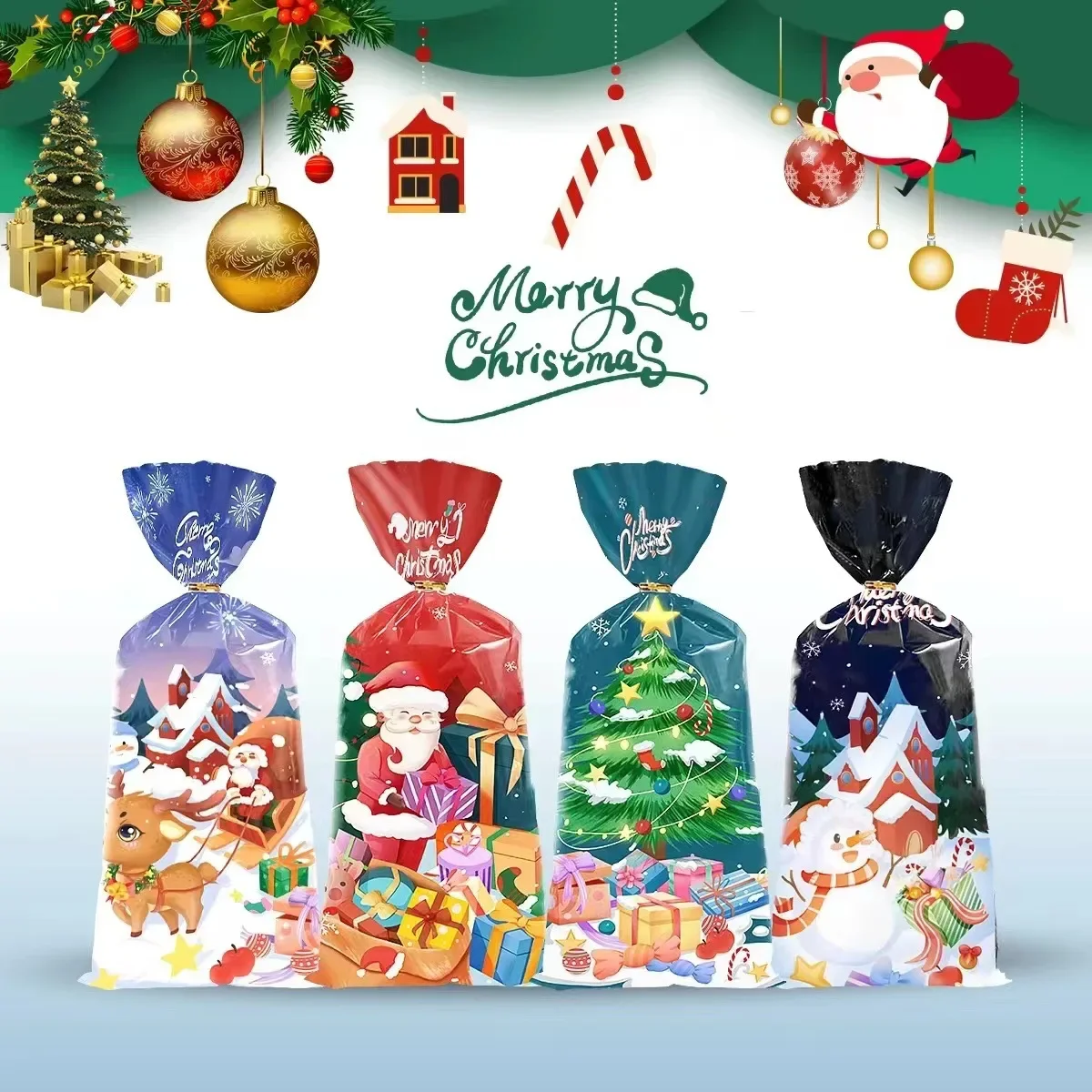 50Pcs Christmas Candy Bags with Ties Santa Claus Biscuit Gift Packaging Bag Christmas Decoration For Home Navidad New Year
50Pcs Christmas Candy Bags with Ties Santa Claus Biscuit Gift Packaging Bag Christmas Decoration For Home Navidad New Year