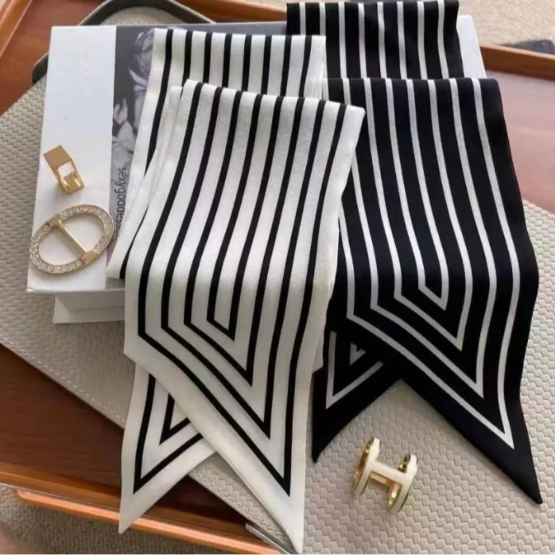 Striped Silk Scarf Fashion Matching Shirt Small Neck Scarf Elegant Versatile Hair Tie Bag Binding Small Ribbon Women Accessories
Striped Silk Scarf Fashion Matching Shirt Small Neck Scarf Elegant Versatile Hair Tie Bag Binding Small Ribbon Women Accessories