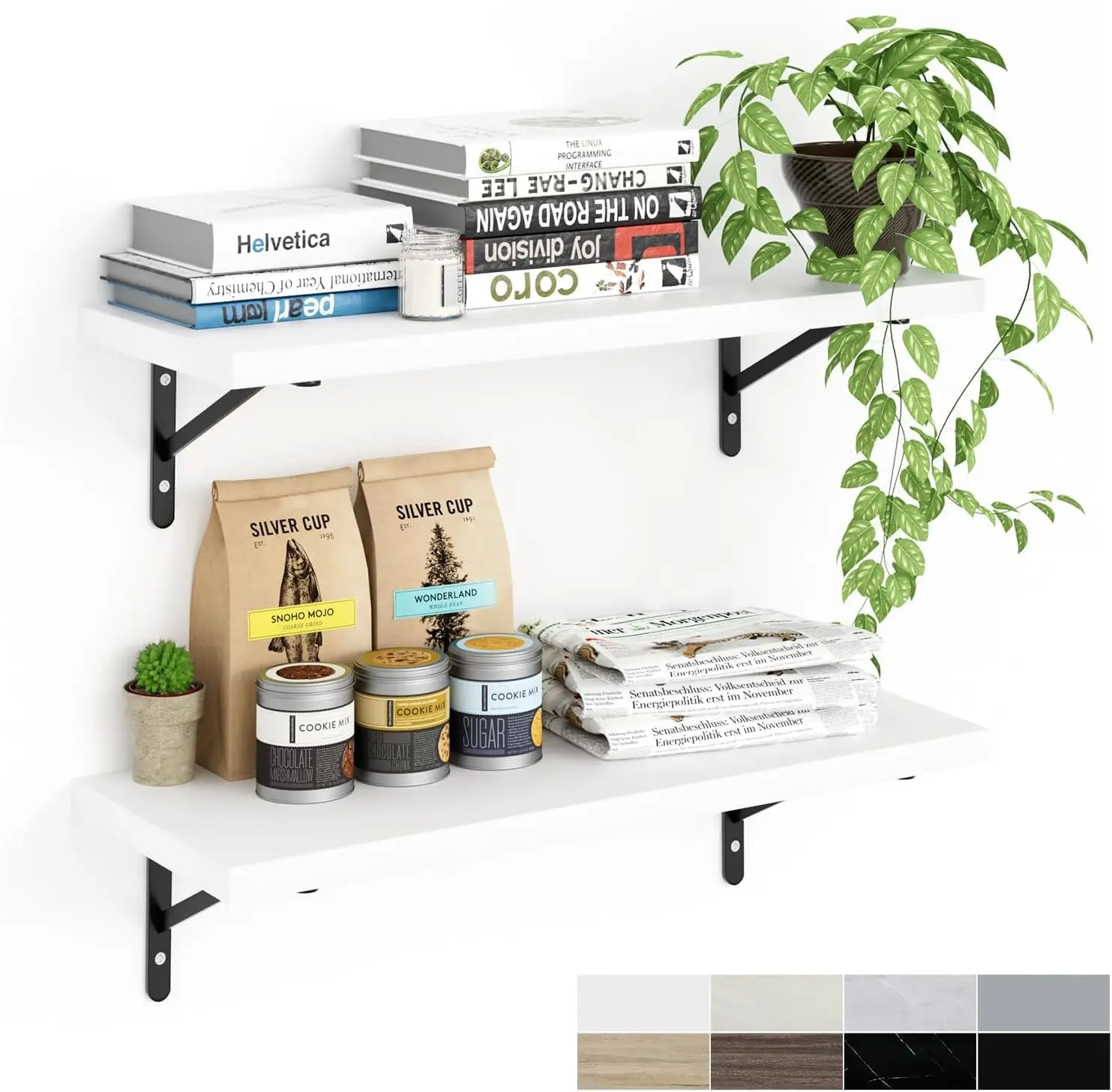 27x10 inch Floating Shelves Wall Mounted Set of 2, Large Open Shelves for Living Room, Bedroom, Kitchen, White
27x10 inch Floating Shelves Wall Mounted Set of 2, Large Open Shelves for Living Room, Bedroom, Kitchen, White