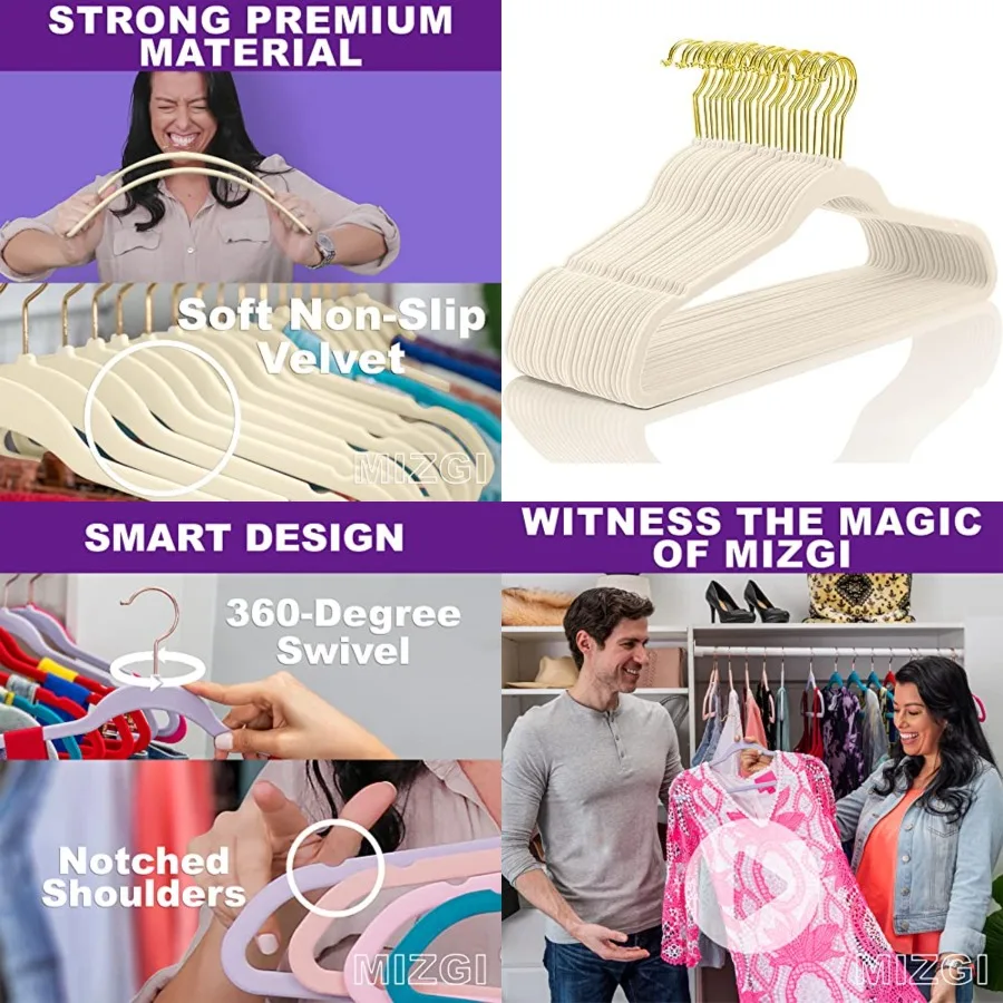 Premium Velvet Hangers Pcs Heavyduty - Non Slip Slimline - Velvet Suit Hangers Ivory - Gold Hooks, Space Saving Clothes Hangers
Premium Velvet Hangers Pcs Heavyduty - Non Slip Slimline - Velvet Suit Hangers Ivory - Gold Hooks, Space Saving Clothes Hangers