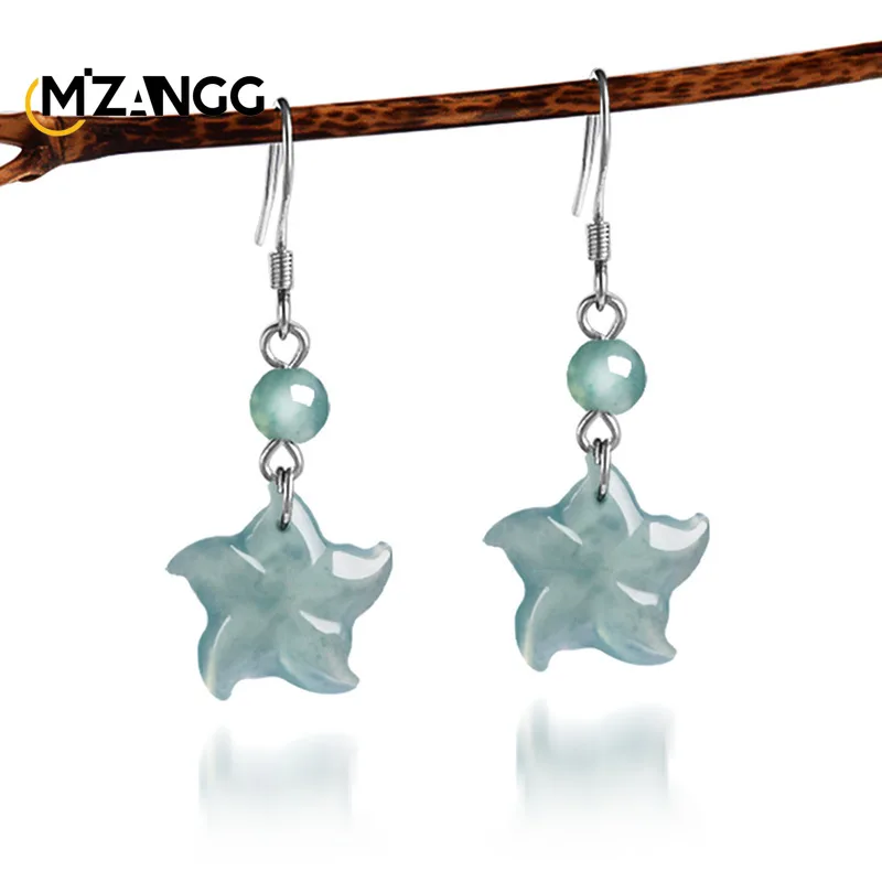 Natural S925 Silver Inlaid Jadeite Blue Water Starfish Earrings Beautifully Carved Luxury Glamour Ladies Jewellery
Natural S925 Silver Inlaid Jadeite Blue Water Starfish Earrings Beautifully Carved Luxury Glamour Ladies Jewellery