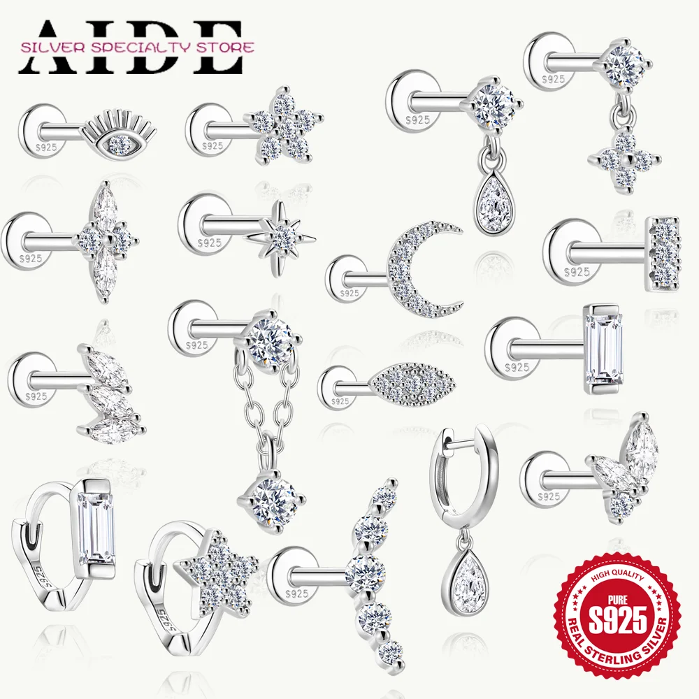 AIDE 1Pc Classic WaterDrop/Eyes Moissanite Piercing Flat Head Thread Earring Women's 925 Sterling Silver Fine Jewelry Gifts
AIDE 1Pc Classic WaterDrop/Eyes Moissanite Piercing Flat Head Thread Earring Women's 925 Sterling Silver Fine Jewelry Gifts