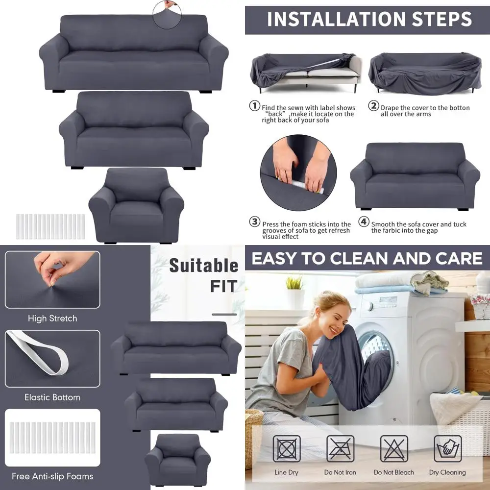 Stretch Sofa Slipcovers Set - Couch and Loveseat Covers with Armchair, Form Fit, Wrinkle Resistant, Furniture Protection
Stretch Sofa Slipcovers Set - Couch and Loveseat Covers with Armchair, Form Fit, Wrinkle Resistant, Furniture Protection