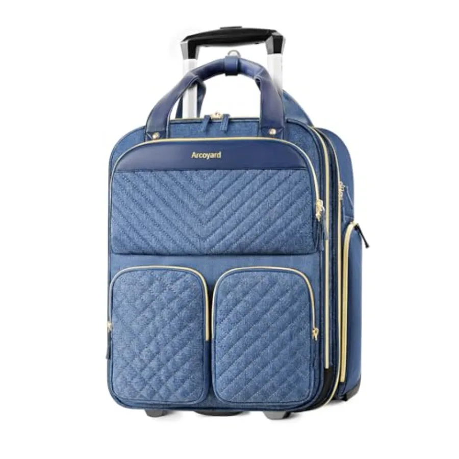 Underseat Carry On Luggage with Wheels, Travel Airline Approved Personal Item Bag, Multiple Compartments Carry-On with Leather
Underseat Carry On Luggage with Wheels, Travel Airline Approved Personal Item Bag, Multiple Compartments Carry-On with Leather