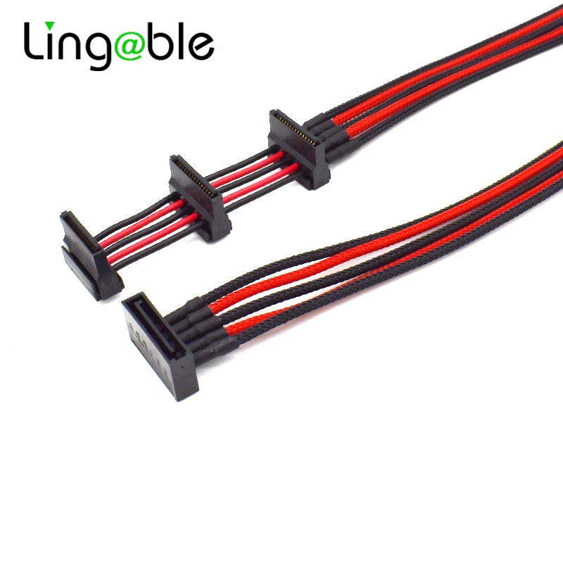 Lingable SATA 15Pin Male to 3 15Pin Female 1 in 3 Power Extension Cable Nylon Sleeved SATA Power Cord Red Black Color
Lingable SATA 15Pin Male to 3 15Pin Female 1 in 3 Power Extension Cable Nylon Sleeved SATA Power Cord Red Black Color