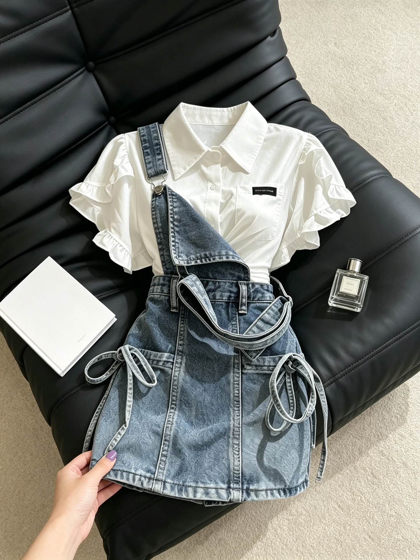 Summer Fashion Set Women's Shirt And Short Denim Skirt with Lace Sleeves High Waist Casual Commute Style mid Thickness Pure C...
Summer Fashion Set Women's Shirt And Short Denim Skirt with Lace Sleeves High Waist Casual Commute Style mid Thickness Pure C...