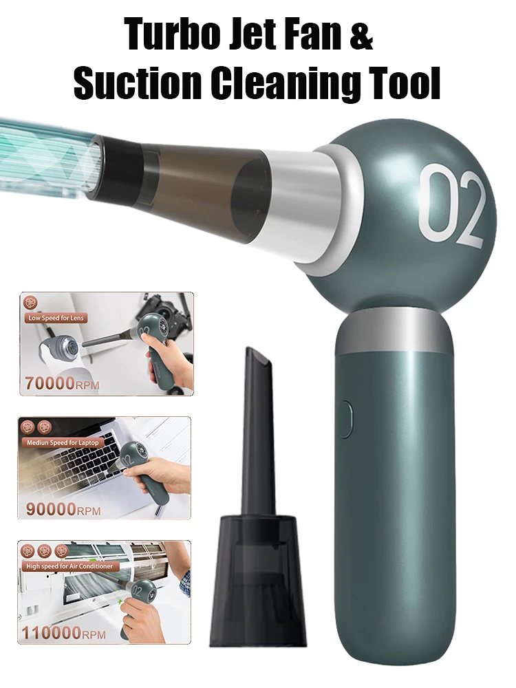 Turbo Jet Fan 110,000RPM Compressed Air Duster For Computer Keyboard PC Car Cleaning USB Charging Portable Wireless Air Blower
Turbo Jet Fan 110,000RPM Compressed Air Duster For Computer Keyboard PC Car Cleaning USB Charging Portable Wireless Air Blower