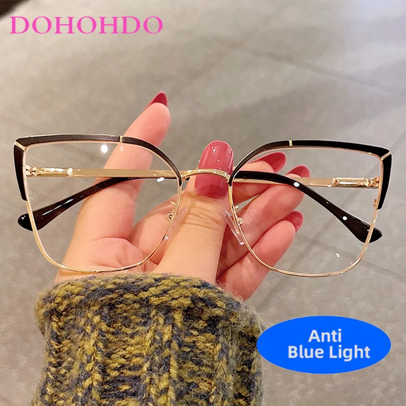 Luxury Designers Big Frame Cat Eye Metal Blue Light Blocking Glasses Women Men Optical Spectacle Protection Computer Eyeglasses
Luxury Designers Big Frame Cat Eye Metal Blue Light Blocking Glasses Women Men Optical Spectacle Protection Computer Eyeglasses