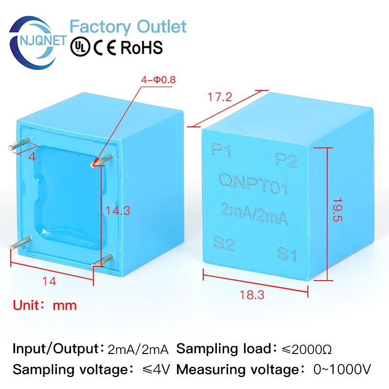 Precision Voltage Transformer QNPT01 2mA/2mA zmct102 5a 2.5mA 1 2000 CT ac current transformer current sensor transducer factory
Precision Voltage Transformer QNPT01 2mA/2mA zmct102 5a 2.5mA 1 2000 CT ac current transformer current sensor transducer factory
