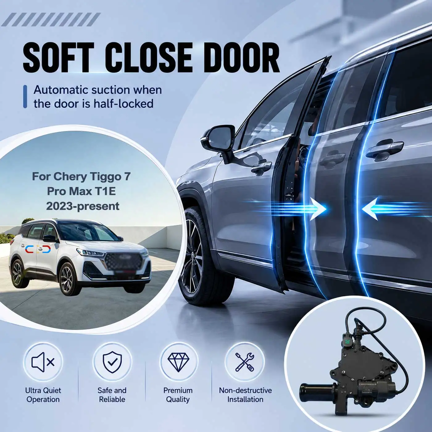 For Chery Tiggo 7 Pro Max T1E 2023-present Electric Soft Close Door Auto Pull-In Suction Lock Intelligent Silent Closer Kit
For Chery Tiggo 7 Pro Max T1E 2023-present Electric Soft Close Door Auto Pull-In Suction Lock Intelligent Silent Closer Kit