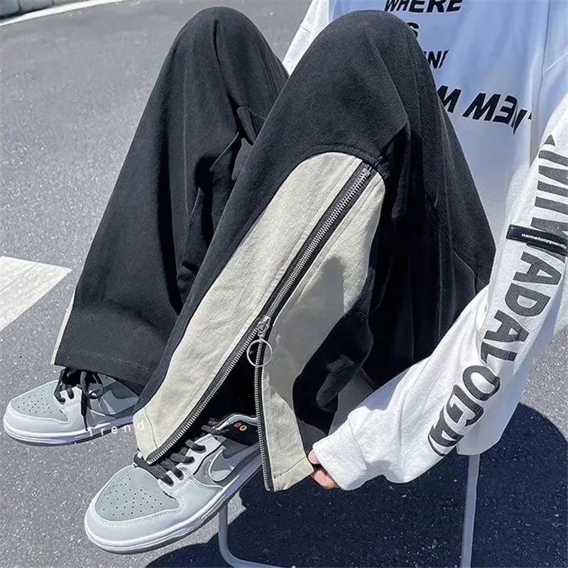 Wide-Leg Pants Men Streetwear Zipper Split Trousers Hip Hop Loose Straight Sweatpants Spring Autumn Patchwork Casual Calça Cargo
Wide-Leg Pants Men Streetwear Zipper Split Trousers Hip Hop Loose Straight Sweatpants Spring Autumn Patchwork Casual Calça Cargo