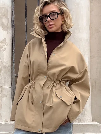 Spring 2026 Barn Sle Women's Long Casual Simple Coat with Waist-Cinching Rope Dstring Stand Collar Full Sve Jaet
Spring 2026 Barn Sle Women's Long Casual Simple Coat with Waist-Cinching Rope Dstring Stand Collar Full Sve Jaet