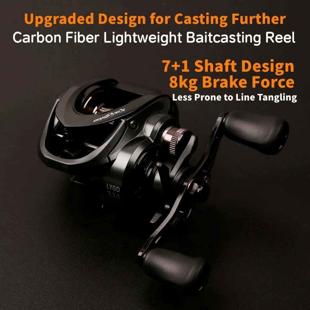 7+1BB Ultra Light 155g Carbon Fiber Baitcasting Reel Dual Spool Magnetic Brake 7.2:1 High Ratio for Micro Lure Long Cast Fishing
7+1BB Ultra Light 155g Carbon Fiber Baitcasting Reel Dual Spool Magnetic Brake 7.2:1 High Ratio for Micro Lure Long Cast Fishing