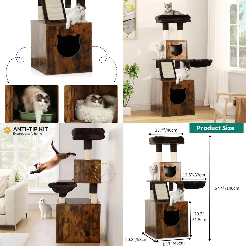 Скрытый кошачий туалет-бокс с сизалевой когтеточкой, деревянный домик для кошек и корзина, коричневый
Скрытый кошачий туалет-бокс с сизалевой когтеточкой, деревянный домик для кошек и корзина, коричневый